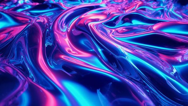Vibrant Neon Abstract Fluid Surface with 3D Effect