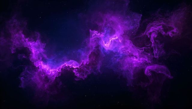 Glowing purple nebula ribbon stretching across deep space with electric filaments