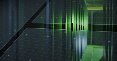 Green led server racks in modern data center