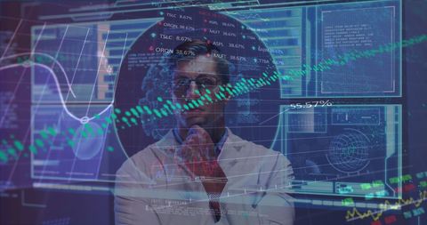 Scientist Deep in Analysis of Research on Digital Interface - Download Free Stock Images Pikwizard.com