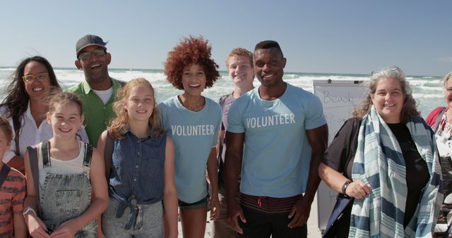 Group of Volunteers Cleaning Beach Together - Download Free Stock Images Pikwizard.com