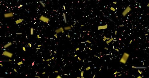 Vibrant Gold and Multicolor Confetti Falling Festive Celebration