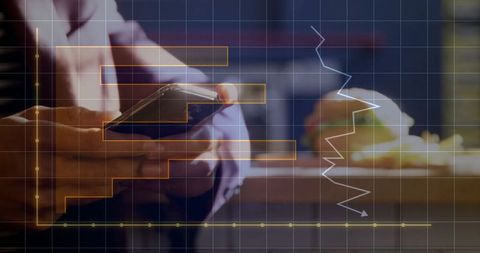 Businessperson Analyzing Data with Smartphone in Casual Cafe Environment