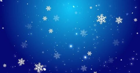 Stylized Digital Snowflakes on Gradient Blue Background