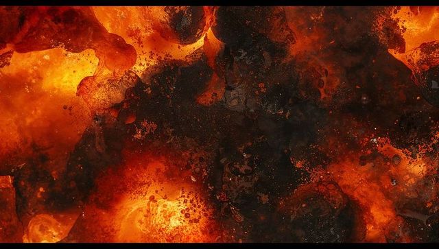 Molten Lava Flow Erupting Across Volcanic Landscape