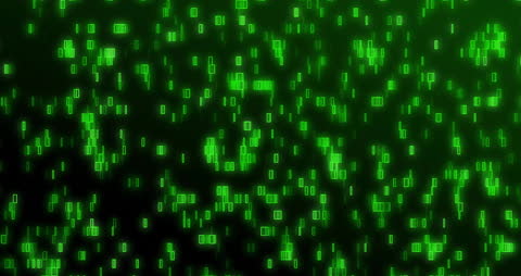 Glowing Green Binary Code on Black Background Animation