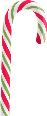 Festive peppermint candy cane on transparent background