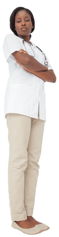 Confident Nurse with Arms Crossed on Transparent Background