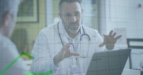 Doctor explaining digital data in medical consultation setting