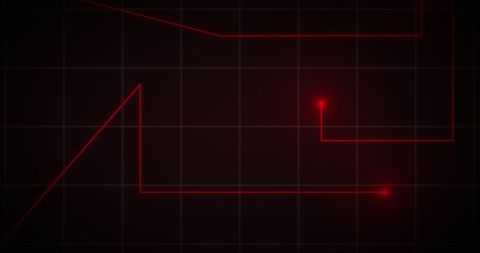 Glowing red points on abstract digital grid