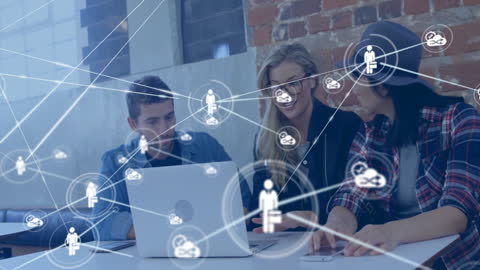 Collaborative Team Discussing Digital Connectivity in Office