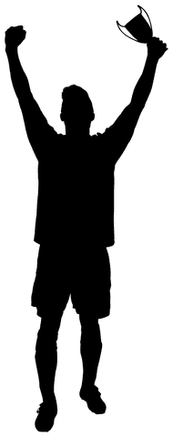 Football Player Holding Trophy Silhouette on Transparent Background