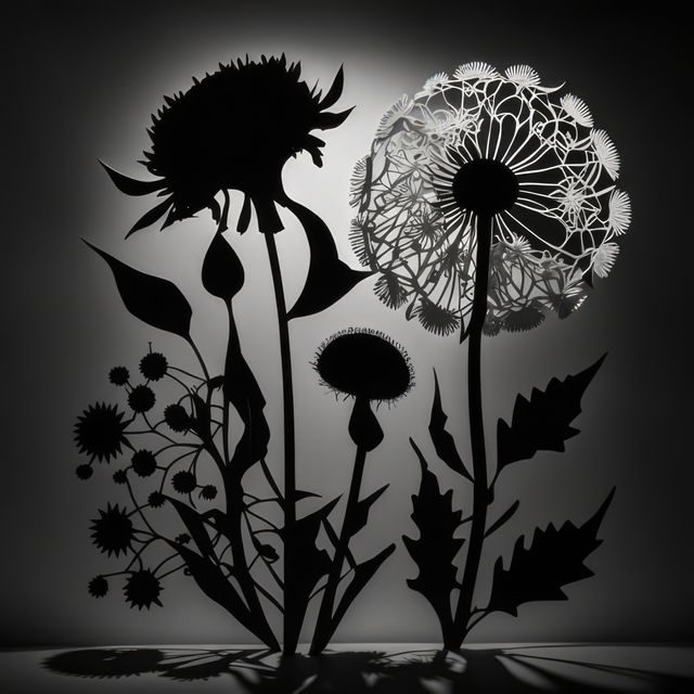 Close up of flower silhouettes on white background, created using generative ai technology - Download Free Stock Photos Pikwizard.com