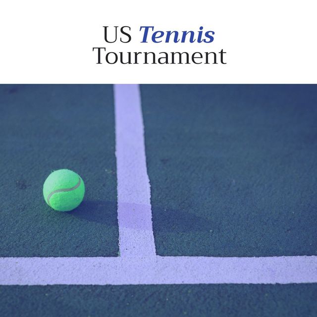 Tennis Ball on Court with US Tennis Tournament Text - Download Free Stock Templates Pikwizard.com