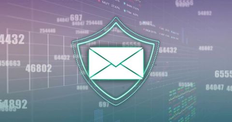Shielded email icon representing secure messaging and email encryption on data dashboard
