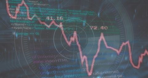 Abstract Digital Interface with Declining Stock Trends