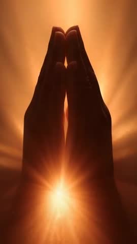 Hands Pressing with Ring Creating Meditation Light Between Palms Vertical Spiritual Video