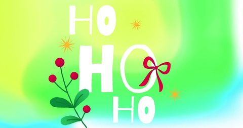 Festive Christmas Ho Ho Ho Greeting with Decorations