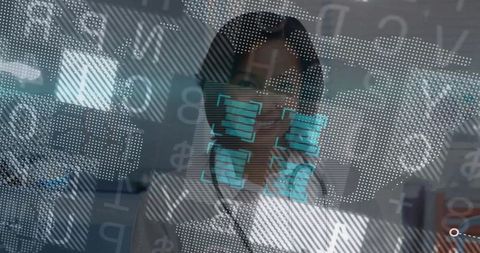 Analyst exploring digital interface concepts holographic displays