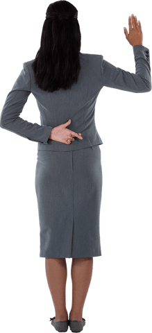 Businesswoman making oath gesture with transparent background