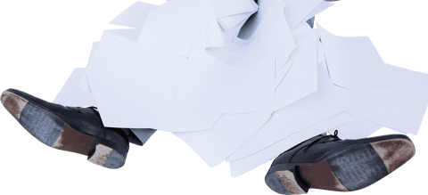 Transparent Overworked Businessman buried in Pile of Documents with Shoes Visible - Download Free Stock Videos Pikwizard.com