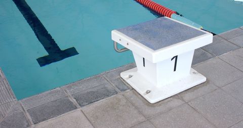 Empty Starting Block by Swimming Pool Lane - Download Free Stock Images Pikwizard.com