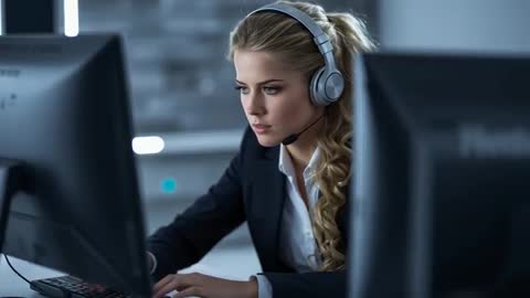 Customer Service Agent Focused on Customer Support in Office