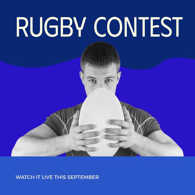 Rugby Contest Promotion Poster with Athletic Rugby Player - Download Free Stock Templates Pikwizard.com