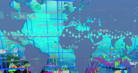 Global Financial Data Animation Overlaid on World Map