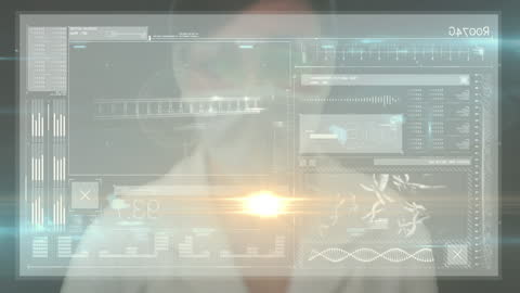 Futuristic Digital Interface with Data and Light Elements