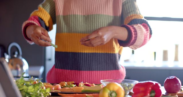 Woman Chopping Fresh Vegetables in Kitchen - Download Free Stock Images Pikwizard.com