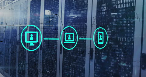 Digital Networking and Equations in Server Room Animation