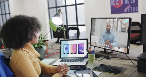 Business Videoconference Call in Modern Office Environment