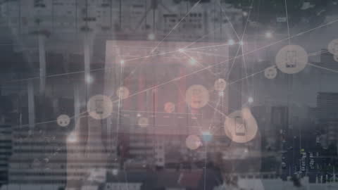 Digital Network Overlay on Urban Cityscape for Global Connectivity