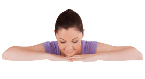 Transparent View: Woman Looking Down Thoughtfully Upon Message