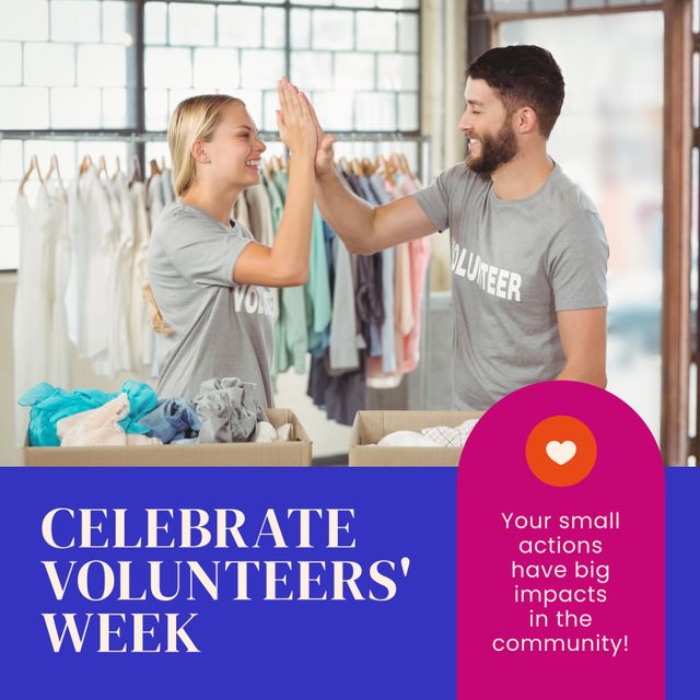 Celebrating Volunteers with High-Five and Community Spirit - Download Free Stock Templates Pikwizard.com