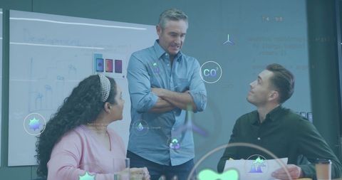 Business Team Discussing Eco-Friendly Strategies in Modern Office