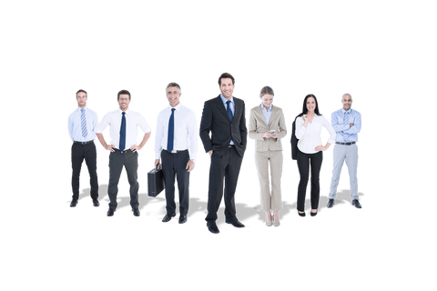 Transparent business team on isolated background