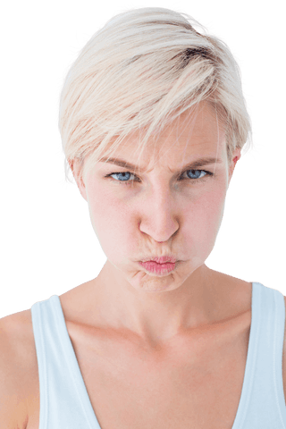 transparent angry woman with blond hair and fierce expression - Download Free Stock Videos Pikwizard.com