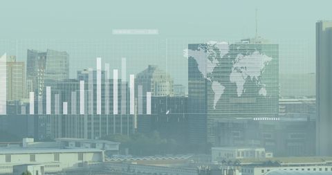 Global Financial Data Overlay on Modern Cityscape - Download Free Stock Images Pikwizard.com