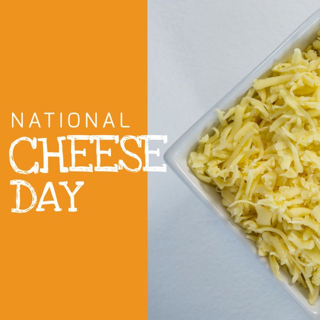 National Cheese Day Text with Shredded Cheese Bowl - Download Free Stock Templates Pikwizard.com