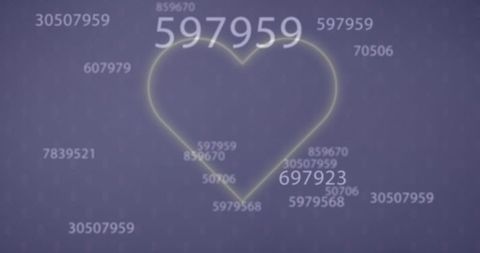 Digital heart displaying floating numbers technology concept