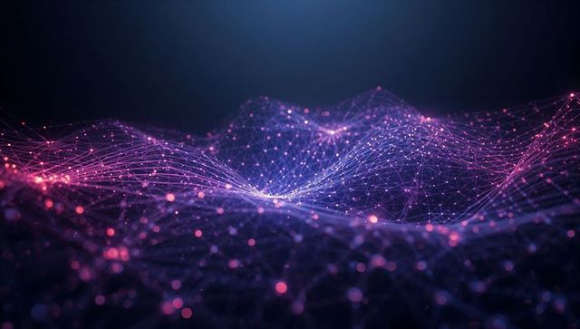 Futuristic Flowing Digital Mesh with Glowing Nodes