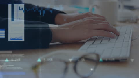 Data Processing with Mid-Section View of Business Professional Typing