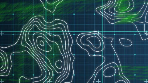 Digital Map Grid with White Contour Lines