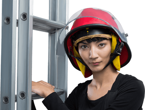 confident female architect in safety gear holding transparent ladder - Download Free Stock Videos Pikwizard.com
