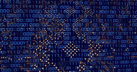 Abstract Digital Circuit with Binary Code Overlay - Download Free Stock Images Pikwizard.com