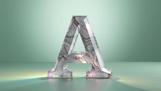 3d marble patterned letter a reflecting minimalist interior