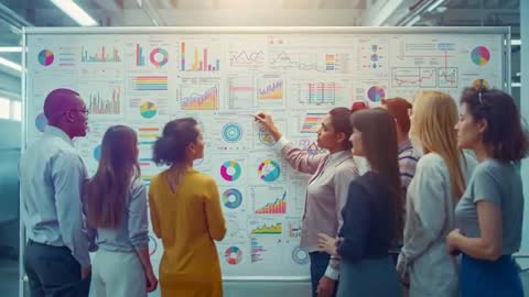 Diverse Team Analyzing Business Data Presentation