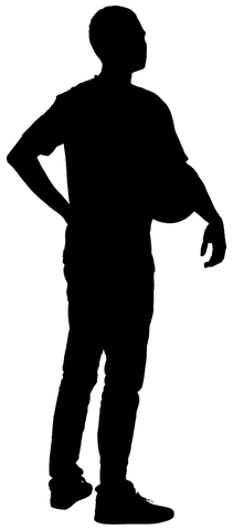 Transparent silhouette of sportsman holding ball on png format